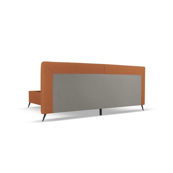 Ķieģeļu sarkana polsterēta divvietīga gulta ar veļas kasti un režģi 140x200 cm Walter – Milo Casa-image-3