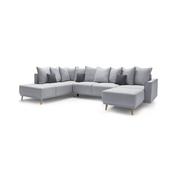 Pelēka U-veida dīvāns-guļamā gulta Bobochic Paris Panoramique XXL Mola, labais stūris-image-3