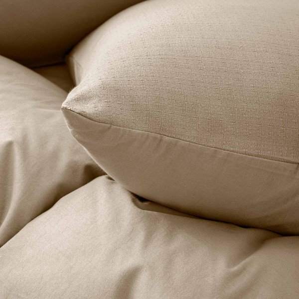 Dabīga toņa divguļamā trīsdaļīga kokvilnas gultas veļa 240x220 cm Clara – douceur d'intérieur-image-2