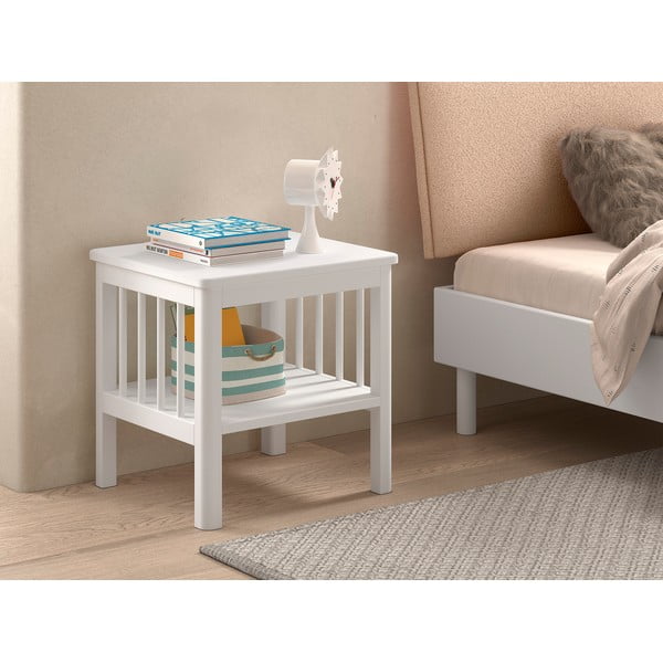 Balts dižskābarža masīvkoka bērnu naktsskapītis Forrest – Vipack-image-1