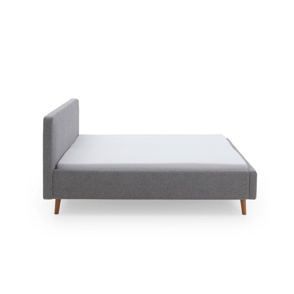 Pelēka polsterēta divvietīga gulta bez režģa 140x200 cm Mattis – Meise Möbel-image-4