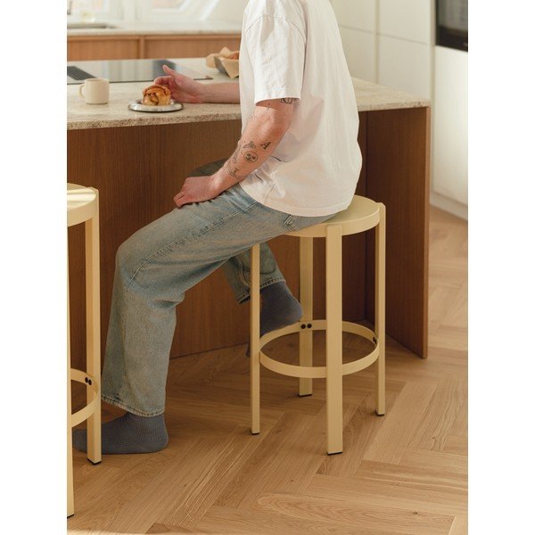 Dzeltena tērauda bāra taburete (sēdekļa augstums 65 cm) Doon – noo.ma-image-1