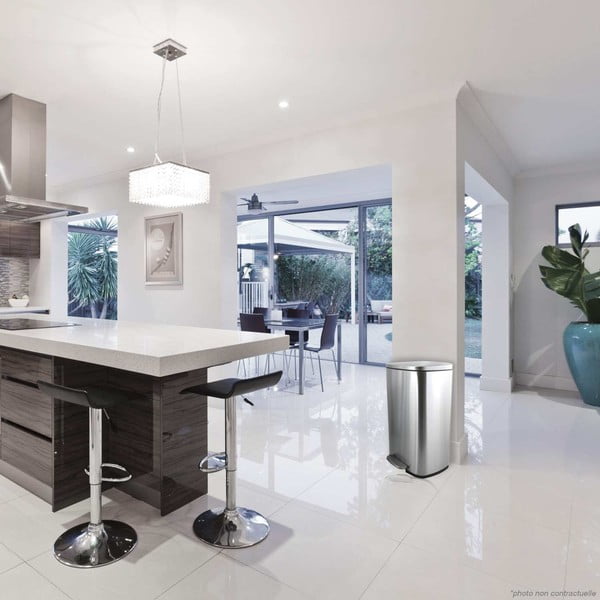 Matētas sudraba krāsas tērauda atkritumu tvertne ar pedāli 50 l   Akira – Spirella-image-1