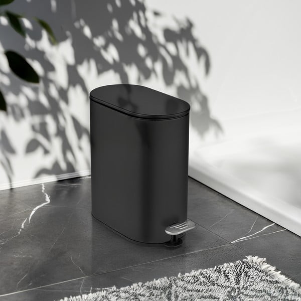 Matēti melna tērauda atkritumu tvertne ar pedāli 5 l Collungo – Wenko-image-1