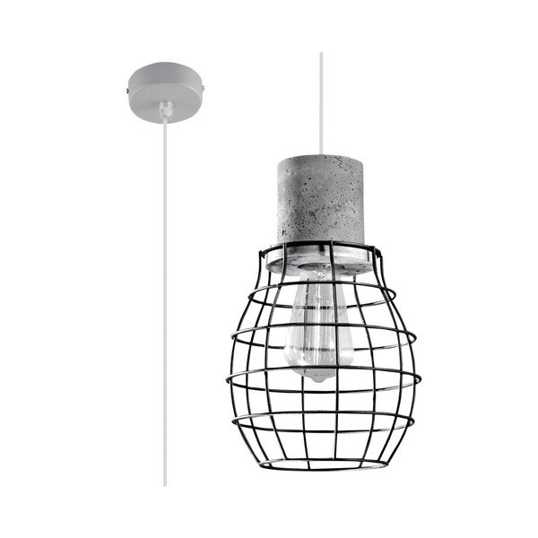 Pelēka un melna piekaramā lampa ar betona ligzdu Sollux Valerio-image-1