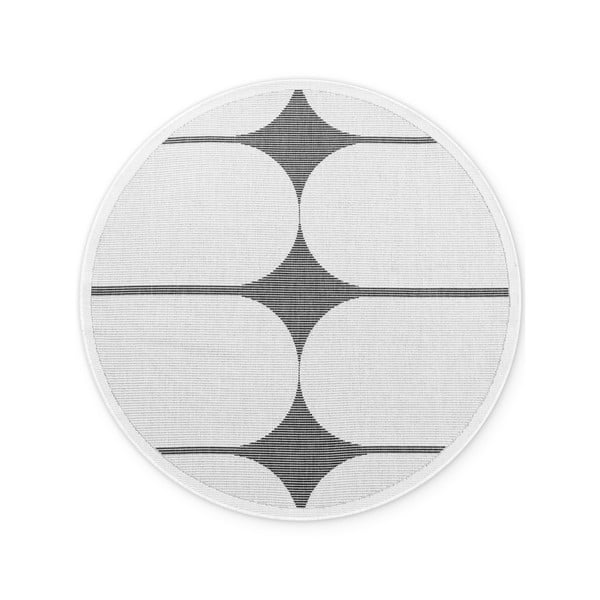 Melnbalts apaļš iekštelpu un āra paklājs ø 160 cm Duet Bowen – NORTHRUGS