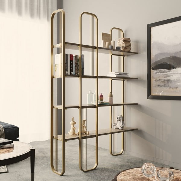 Zelta krāsas plaukts ar priedes koka imitāciju 125x180 cm Sierra – Kalune Design-image-1