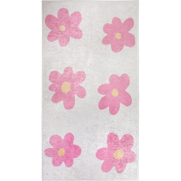Rozā/ziloņkaula krāsas mazgājams bērnu paklājs 120x180 cm Cute Flowers Pink – Vitaus