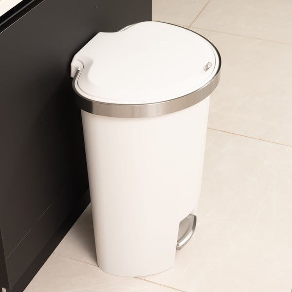 Balta plastmasas atkritumu tvertne ar pedāli 50 l – Addis-image-1