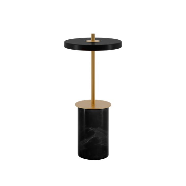 Melna marmora LED galda lampa ar regulējamu spilgtumu un metāla abažūru (augstums 25,5 cm) Asteria Move Mini – UMAGE