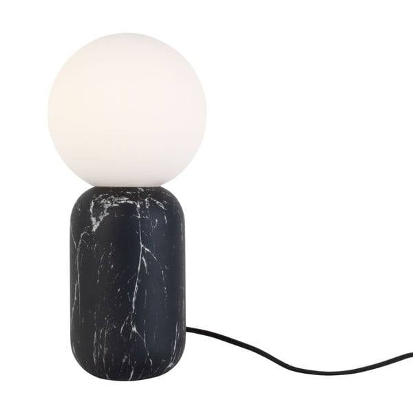 Melna galda lampa ar marmora imitāciju Leitmotiv Gala, augstums 32 cm