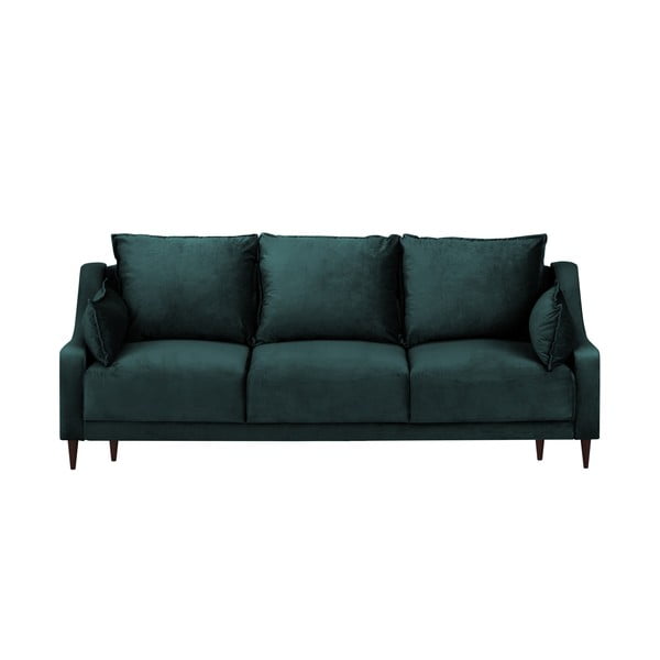Zilganzaļš samta izvelkamais dīvāns ar veļas kasti Mazzini Sofas Freesia, 215 cm