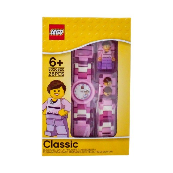 Bērnu rozā pulkstenis ar LEGO® Classic figūriņu-image-4