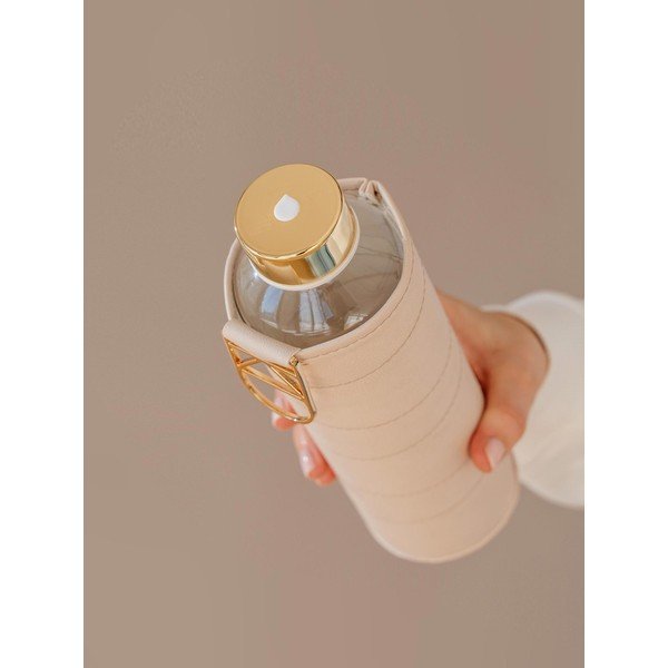 Bēša stikla ūdens pudele no borosilikāta ar mākslīgās ādas apvalku Equa Mismatch, 750 ml-image-2