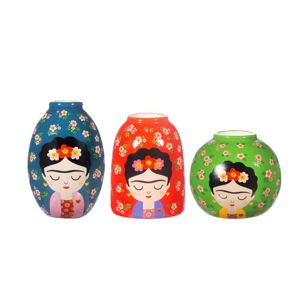 Keramikas vāzes (3 gab.) (augstums 8 cm) Floral Frida – Sass & Belle