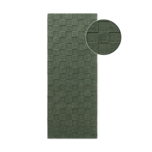 Tumši zaļš ar rokām darināts vilnas celiņa paklājs 80x200 cm Scala – Villeroy&Boch