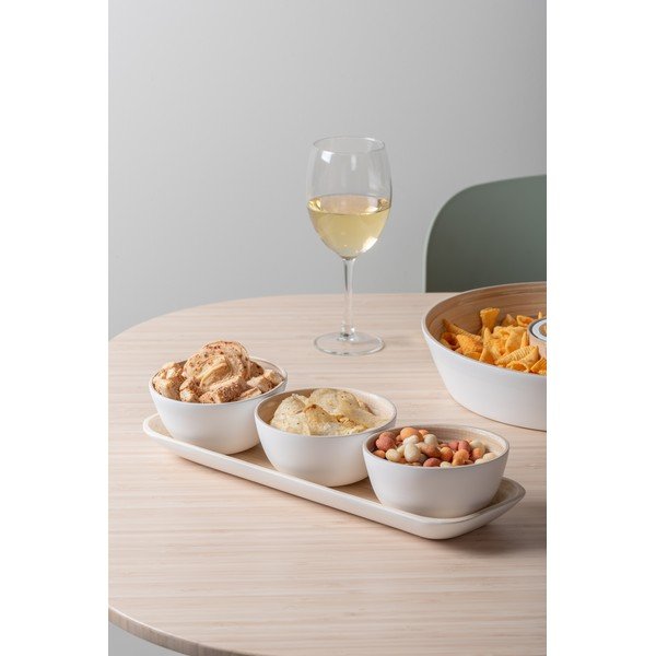 Balts bambusa servēšanas trauku komplekts Puro – PT LIVING-image-1