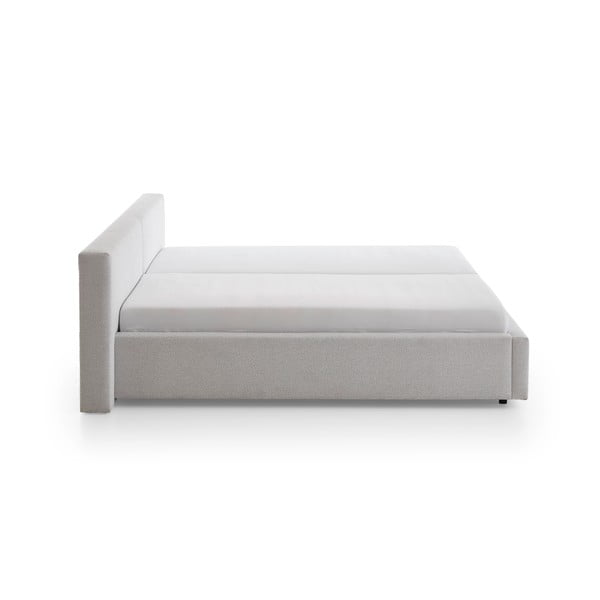 Gaiši pelēka polsterēta divvietīga gulta bez režģa 160x200 cm Cube – Meise Möbel-image-4
