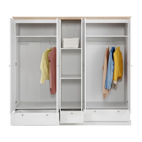 Balts piecu durvju skapis ar ozolkoka detaļām Støraa Bruce-image-1