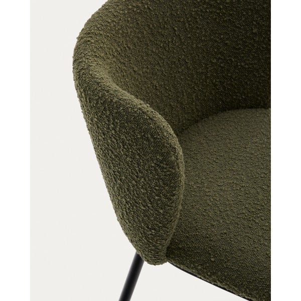 Zaļš polsterēts ēdamistabas krēsls Ciselia – Kave Home-image-4