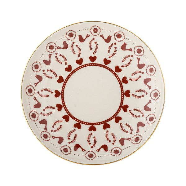 Krēmkrāsas deserta māla šķīvis ar Ziemassvētku motīvu ø 16 cm Jolly – Bloomingville