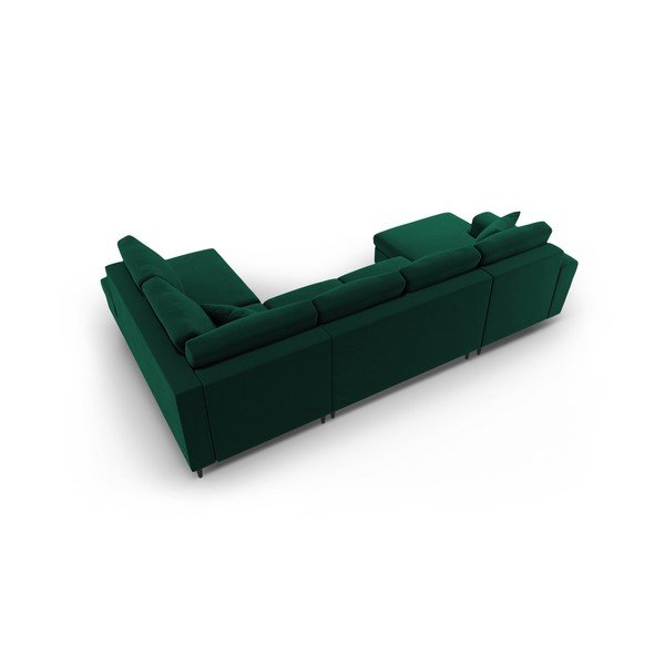 Zaļš samta salokāms stūra dīvāns ar uzglabāšanas vietu (ar labo stūri/U veida) Kyoto – Cosmopolitan Design-image-4