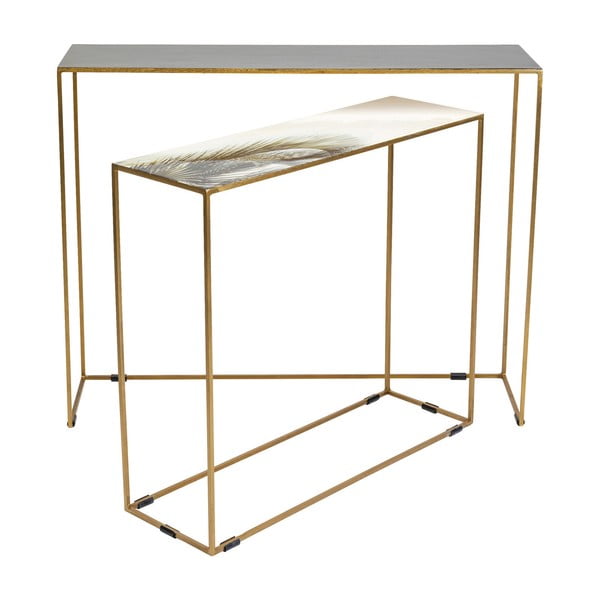 2 konsoļu galdiņu komplekts zelta krāsā Kare Design Charme-image-2