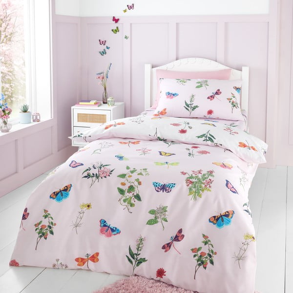 Vienguļamā bērnu gultas veļa 135x200 cm Butterfly Garden – RHS