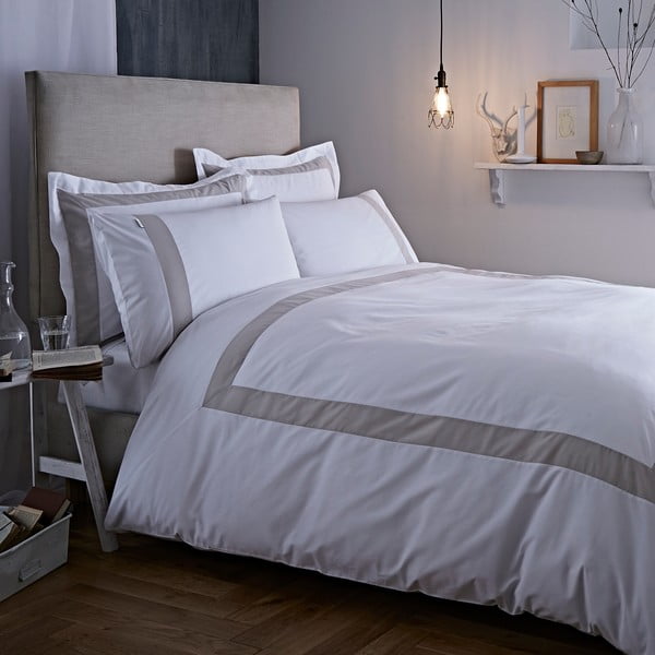 Pelēka un balta gultasveļa Bianca Tailored, 135 x 200 cm