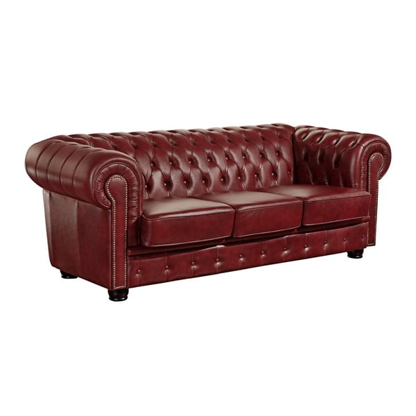 Sarkans ādas dīvāns Max Winzer Norwin, 200 cm