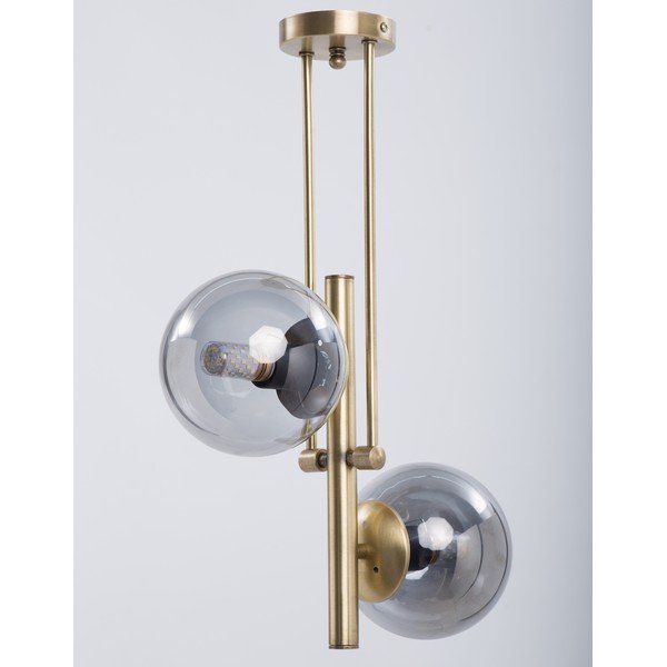 Pelēka/zelta krāsas griestu lampa ar stikla abažūru ø 15 cm Libra – Squid Lighting-image-1