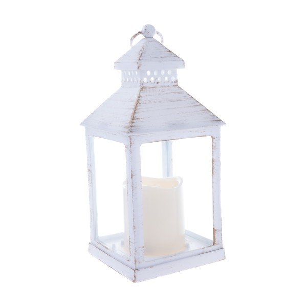 Balta LED laterna uz baterijām (augstums 20 cm) – Dakls-image-1