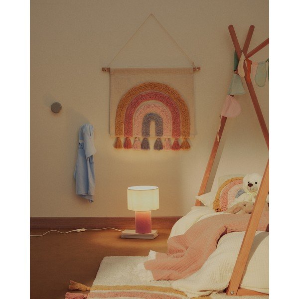 Balta/gaiši rozā bērnu galda lampa Bianella – Kave Home-image-1