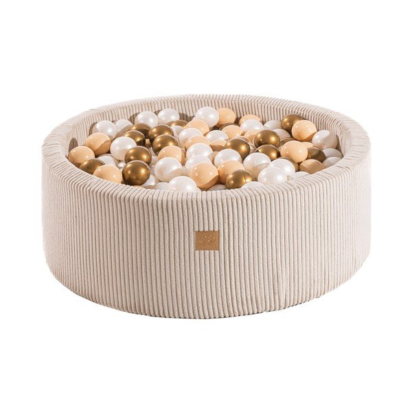 Krēmkrāsas velveta bumbu baseins ø 90x30 cm Montessori – Meowbaby