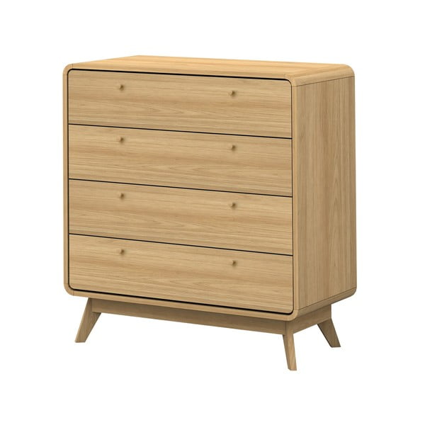 Dabīga toņa augsta kumode ar ozolkoka imitāciju 80x88 cm Cassie – Støraa-image-2