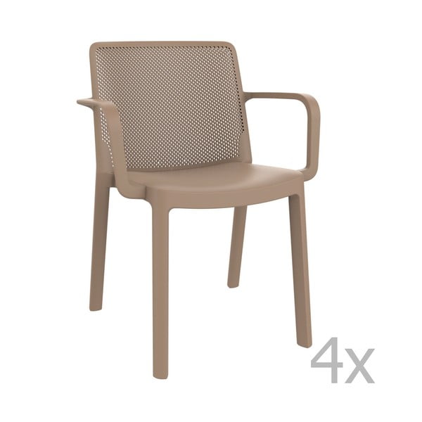 4 smilšaini brūnu dārza krēslu komplekts Resol Fresh