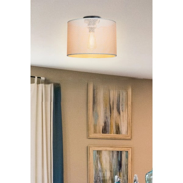 Krēmkrāsas griestu lampa ar auduma abažūru ø 30 cm Goza – Squid Lighting-image-1