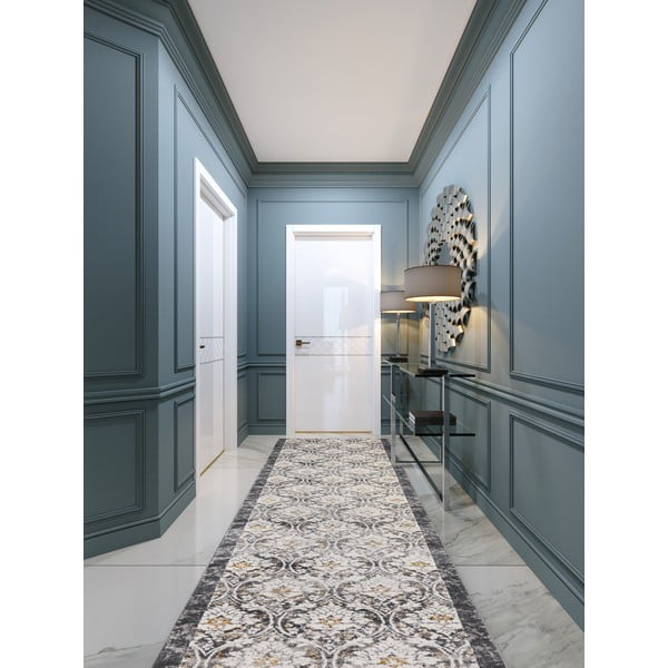 Tumši pelēks/ziloņkaula krāsas celiņa paklājs 80x250 cm Soft Viskan – FD-image-1