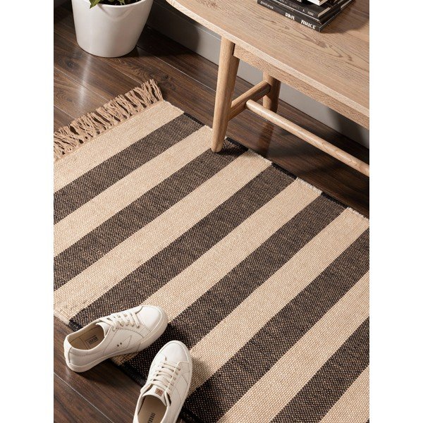 Melns/krēmkrāsas divpusējs/ar rokām darināts džutas celiņa paklājs 80x200 cm Playa – Hanse Home-image-2