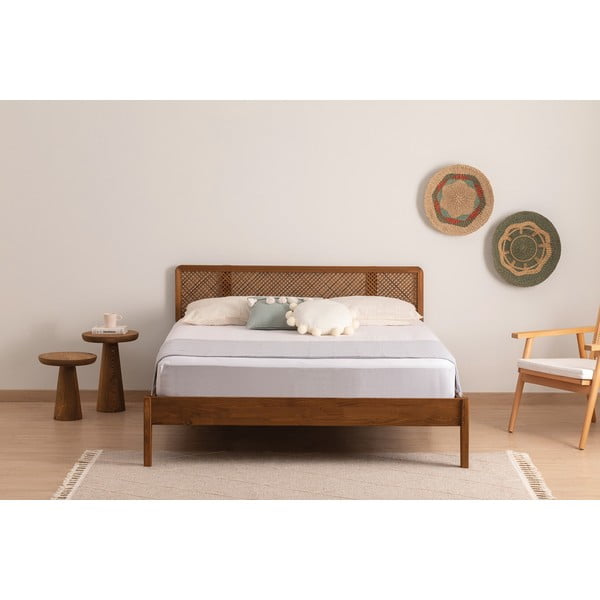 Dabīga toņa/tumši brūna egles masīvkoka divvietīga gulta ar redelēm 180x200 cm Izabelya – Kalune Design-image-2