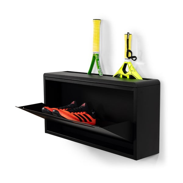 Melns metāla atverams/piekarināms apavu plaukts 76x38x18 cm Sportiva – Spinder Design-image-4