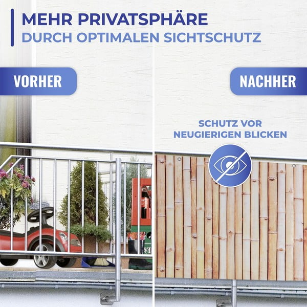 Gaiši brūns plastmasas balkona aizslietnis 500x85 cm – Maximex-image-3