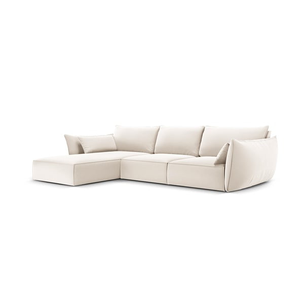 Bēšs samta stūra dīvāns (ar kreiso stūri/ar zvilni) Vanda – Mazzini Sofas-image-2