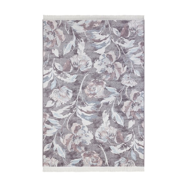 Pelēks paklājs ar kokvilnu Nouristan Contemporary Flowers, 95 x 140 cm