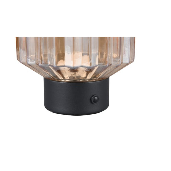 Melna/bēša LED galda lampa ar regulējamu spilgtumu un stikla abažūru (augstums 19,5 cm) Lord – Trio-image-3