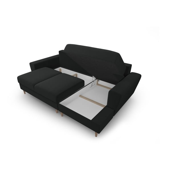 Melns samta salokāms stūra dīvāns ar uzglabāšanas vietu (ar labo stūri/ar zvilni) Kyoto – Cosmopolitan Design-image-3