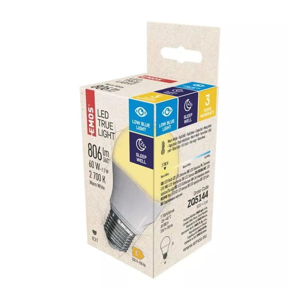 Siltas krāsas LED spuldze ar E27 spuldžu ietveri, 7 W – EMOS-image-1