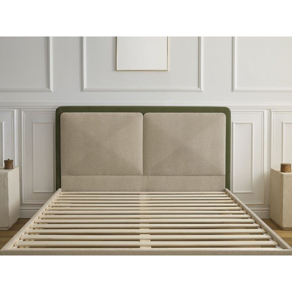 Zaļa polsterēta polsterēta divvietīga gulta ar redelēm 160x200 cm Mara – Bobochic Paris-image-4