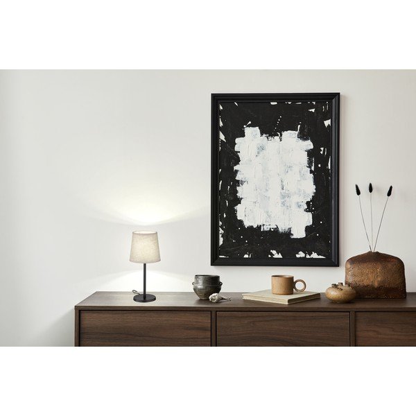 Melna/bēša galda lampa ar auduma abažūru (augstums 30 cm) Eve – Fischer & Honsel-image-1