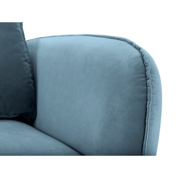 Gaiši zils samta atpūtas krēsls ar melnām kājām Kooko Home Lento-image-3